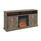 W60FPXDHBGW - Cherrington 60" Tall Highboy Barn Door Fireplace TV Stand