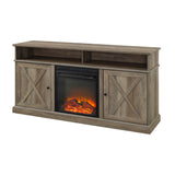 W60FPXDHBGW - Cherrington 60" Tall Highboy Barn Door Fireplace TV Stand