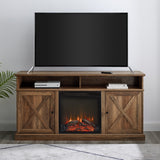 W60FPXDHBRO - Cherrington 60" Tall Highboy Barn Door Fireplace TV Stand