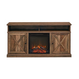 W60FPXDHBRO - Cherrington 60" Tall Highboy Barn Door Fireplace TV Stand