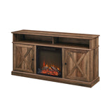 W60FPXDHBRO - Cherrington 60" Tall Highboy Barn Door Fireplace TV Stand