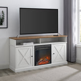 W60FPXDHBROBRW - Cherrington 60" Tall Highboy Barn Door Fireplace TV Stand