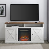 W60FPXDHBROBRW - Cherrington 60" Tall Highboy Barn Door Fireplace TV Stand