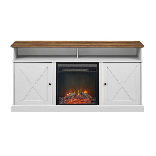 W60FPXDHBROBRW - Cherrington 60" Tall Highboy Barn Door Fireplace TV Stand
