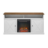 W60FPXDHBROBRW - Cherrington 60" Tall Highboy Barn Door Fireplace TV Stand