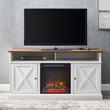 Cherrington 60" Tall Highboy Barn Door Fireplace TV Stand