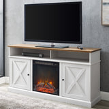 Cherrington 60" Tall Highboy Barn Door Fireplace TV Stand