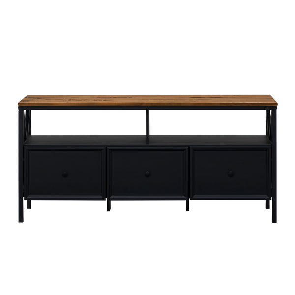 Walker Edison Natalee Farmhouse/Cottage 60" Distressed 3-Drawer TV Console W60NAT3DRBRO