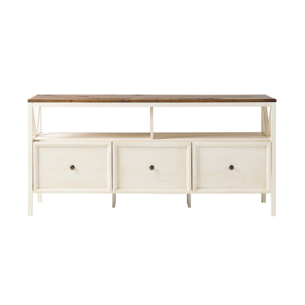 Walker Edison Natalee Farmhouse/Cottage 60" Distressed 3-Drawer TV Console W60NAT3DRWWR