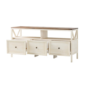 Walker Edison Natalee Farmhouse/Cottage 60" Distressed 3-Drawer TV Console W60NAT3DRWWR