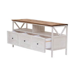 Walker Edison Natalee Farmhouse/Cottage 60" Distressed 3-Drawer TV Console W60NAT3DRWWR