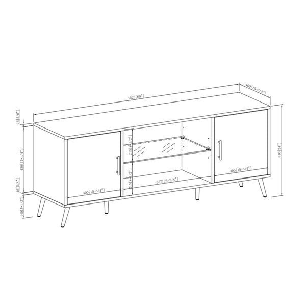 60" Mid Century Modern TV Stand - Birch