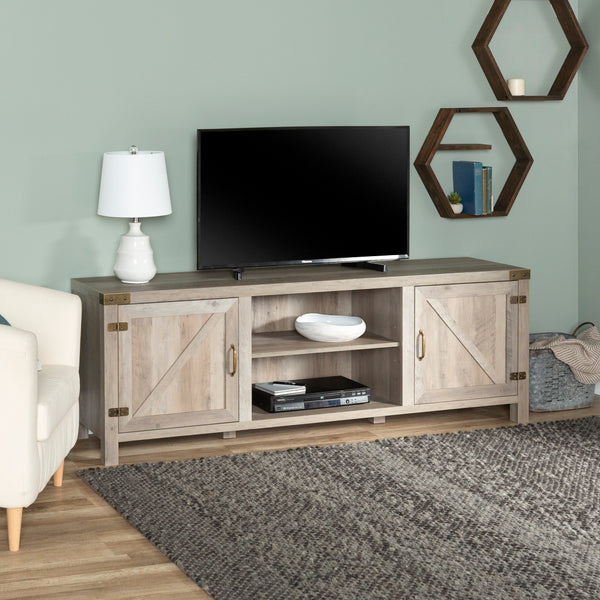 70" Modern Farmhouse TV Stand Grey Wash