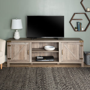 70" Modern Farmhouse TV Stand Grey Wash