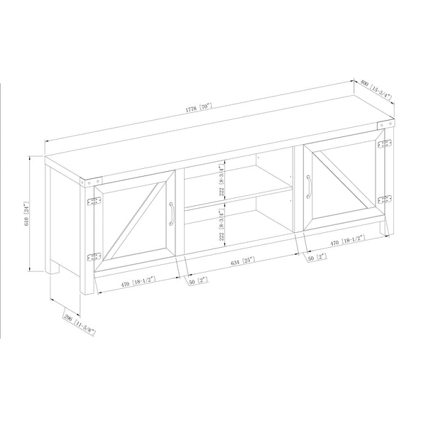 70" Modern Farmhouse TV Stand Grey Wash