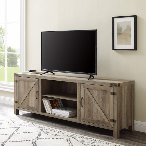 W70BDSDGW - 70" Modern Farmhouse TV Stand Grey Wash