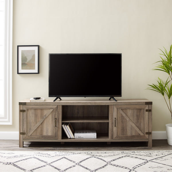 W70BDSDGW - 70" Modern Farmhouse TV Stand Grey Wash