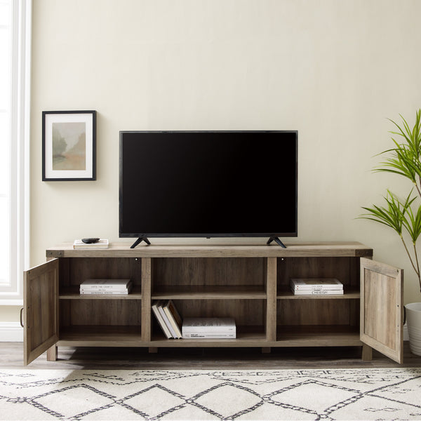 W70BDSDGW - 70" Modern Farmhouse TV Stand Grey Wash