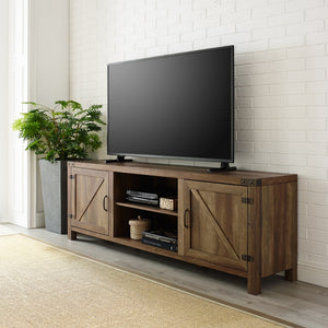70" Modern Farmhouse TV Stand Rustic Oak