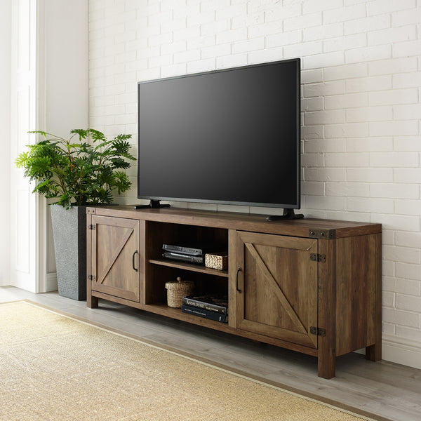 70" Modern Farmhouse TV Stand Rustic Oak