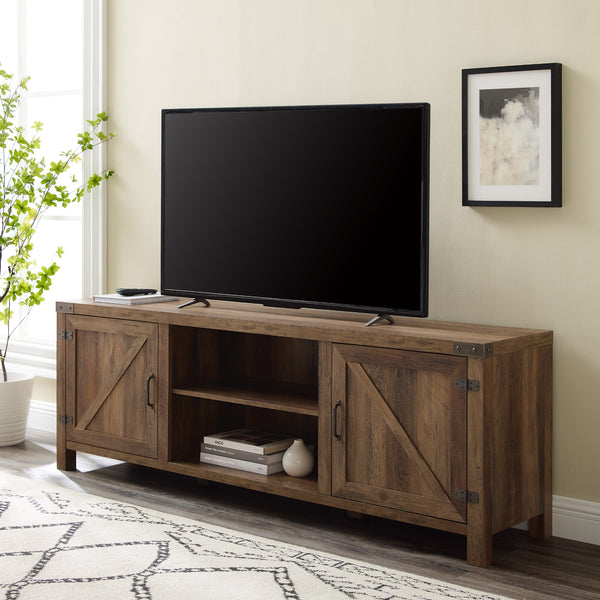 W70BDSDRO - 70" Modern Farmhouse TV Stand Grey Wash