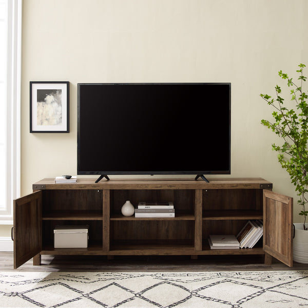W70BDSDRO - 70" Modern Farmhouse TV Stand Grey Wash
