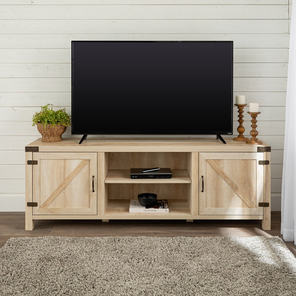 70" Modern Farmhouse TV Stand White Oak