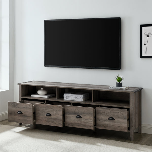 W70CLA4DRGW - Clair 70" Industrial Farmhouse 4-Drawer TV Stand