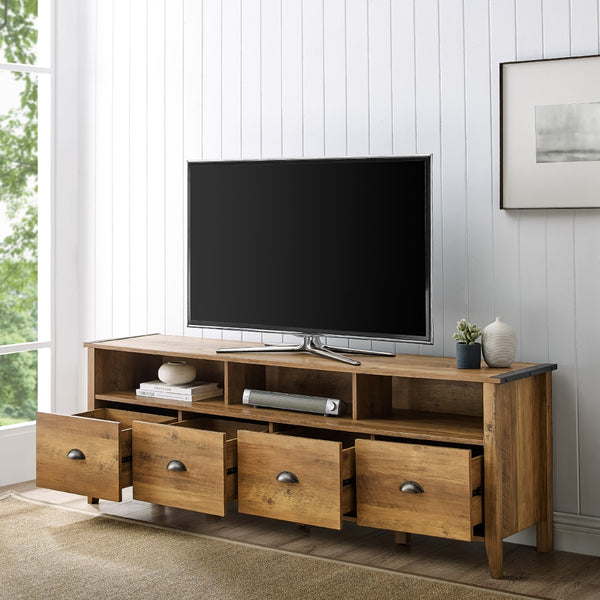 Clair 70" Industrial Farmhouse 4-Drawer TV Stand