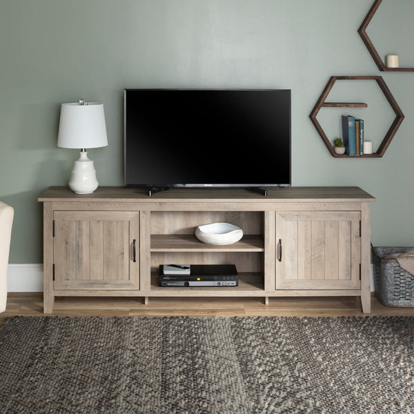 70" Modern Farmhouse Wood TV Stand Grey Wash