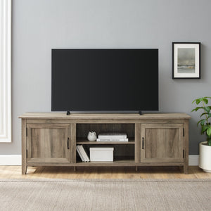 W70CS2DGW - 70" Modern Farmhouse Wood TV Stand Grey Wash