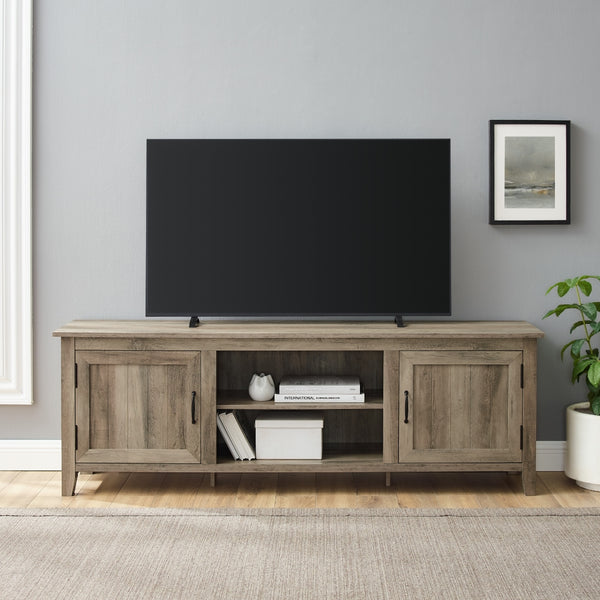 W70CS2DGW - 70" Modern Farmhouse Wood TV Stand Grey Wash