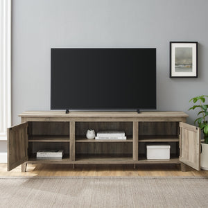 W70CS2DGW - 70" Modern Farmhouse Wood TV Stand Grey Wash
