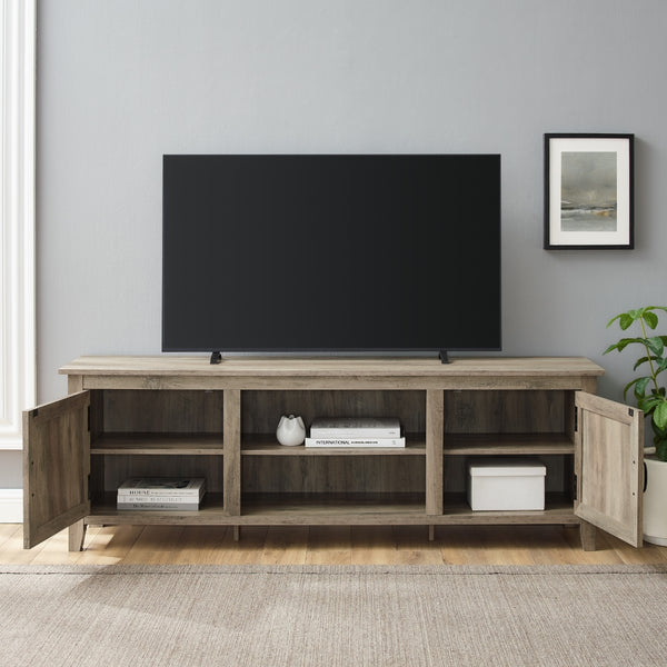 W70CS2DGW - 70" Modern Farmhouse Wood TV Stand Grey Wash