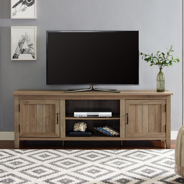 70" Modern Farmhouse Wood TV Stand Rustic Oak