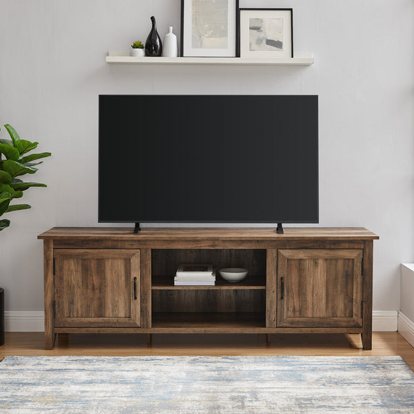 W70CS2DRO - 70" Modern Farmhouse Wood TV Stand Grey Wash