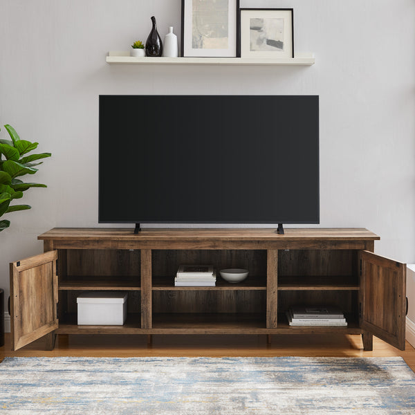 W70CS2DRO - 70" Modern Farmhouse Wood TV Stand Grey Wash