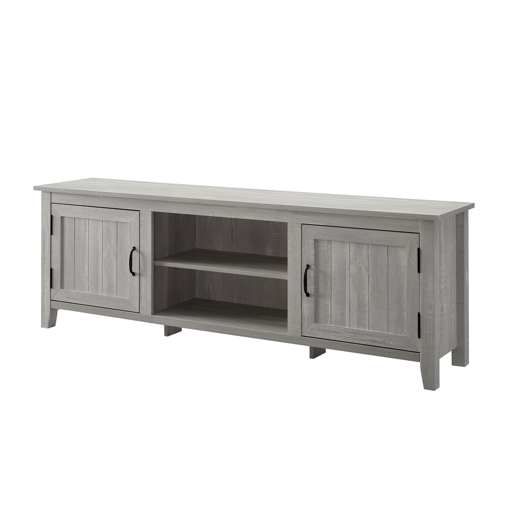 70" Modern Farmhouse Wood TV Stand - Stone Grey