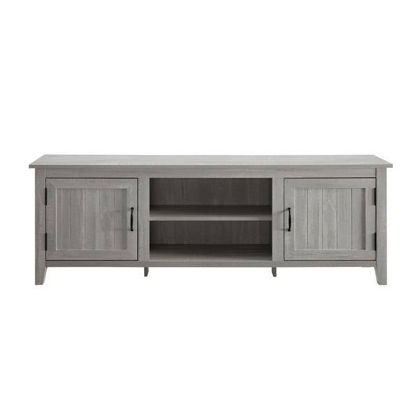 70" Modern Farmhouse Wood TV Stand - Stone Grey