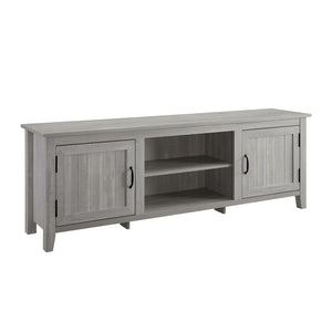 70" Modern Farmhouse Wood TV Stand - Stone Grey