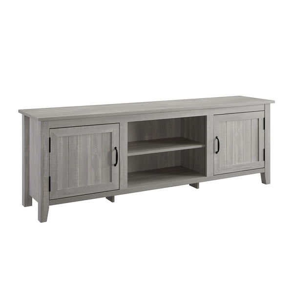 70" Modern Farmhouse Wood TV Stand - Stone Grey