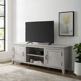 70" Modern Farmhouse Wood TV Stand - Stone Grey