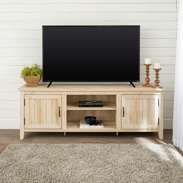 70" Modern Farmhouse Wood TV Stand White Oak