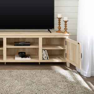 70" Modern Farmhouse Wood TV Stand White Oak
