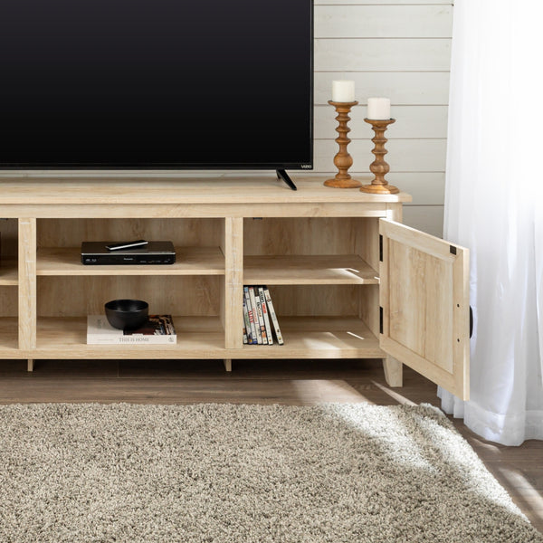 70" Modern Farmhouse Wood TV Stand White Oak