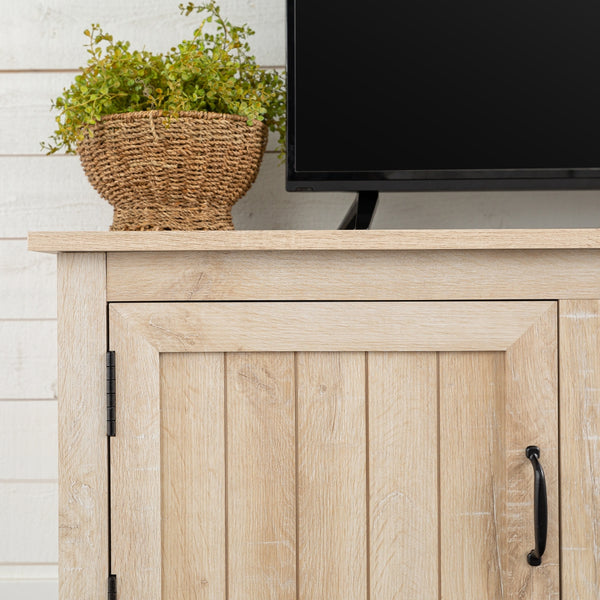 70" Modern Farmhouse Wood TV Stand White Oak