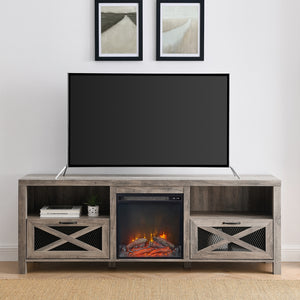 W70FPABGW - walker edison 70 rustic farmhouse fireplace tv stand w70fpabro w70fpabgw