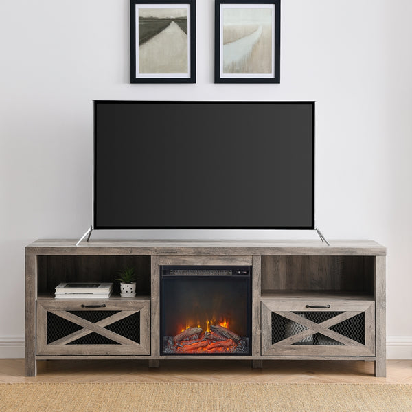 W70FPABGW - walker edison 70 rustic farmhouse fireplace tv stand w70fpabro w70fpabgw