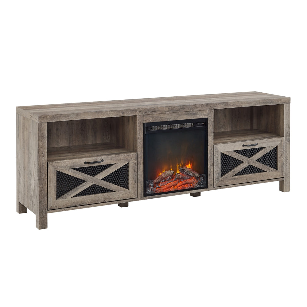 walker edison 70 rustic farmhouse fireplace tv stand w70fpabro w70fpabgw
