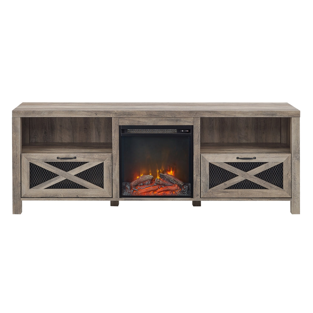 walker edison 70 rustic farmhouse fireplace tv stand w70fpabro w70fpabgw